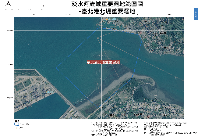 臺北港北堤重要濕地範圍圖